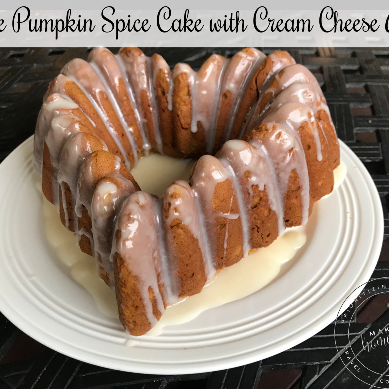 Apple pumpkin spice cake with cream cheese glaze